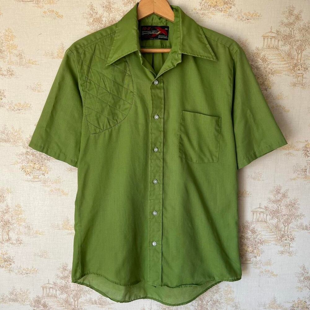 Vintage 70s 10-X Shooting Shirt | Green Hunting Quilted Recoil Pad | Size Medium